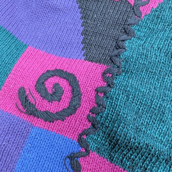 Vintage Y2K Sigrid Olsen Cardigan Sweater Vest Women's M Green Colourblock Retro - Picture 4 of 7